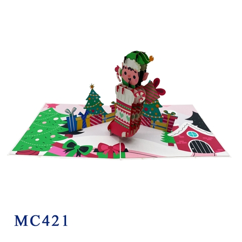 Christmas Elves Sock Pop Up Card