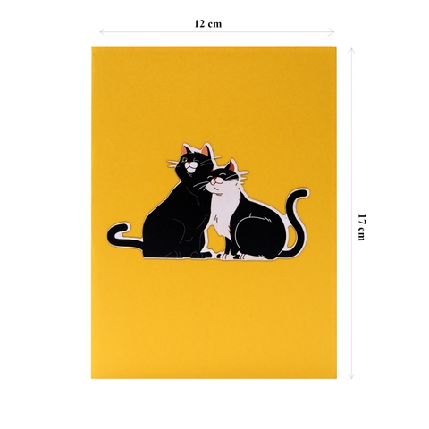 3D Pop Up Cat Greeting Card – Cute Black Cat Couple