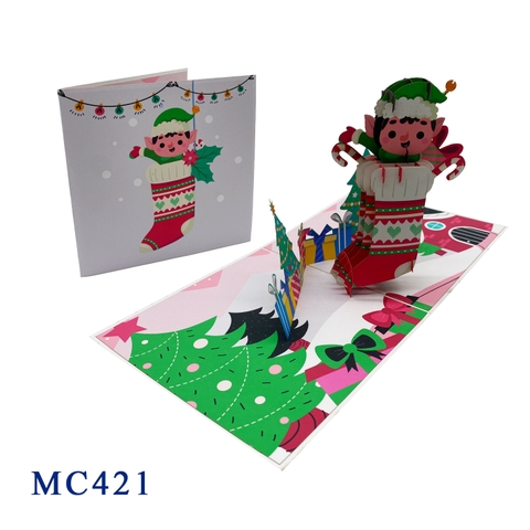 Christmas Elves Sock Pop Up Card
