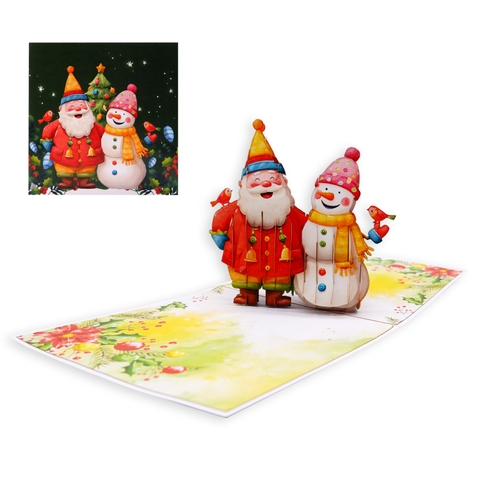 3D Santa and Snowman Pop-Up Card
