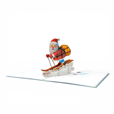 Skiing Santa Pop-Up Card