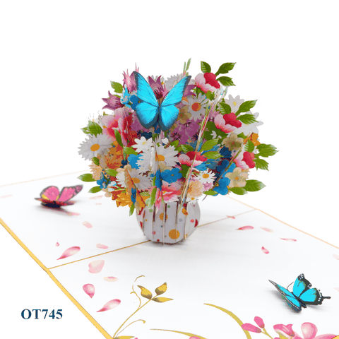 Wildflowers Floral Vase Pop Up Card