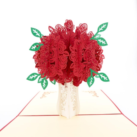 Vase Of Rose Pop Up Card