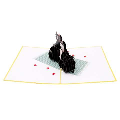 3D Pop Up Cat Greeting Card – Cute Black Cat Couple