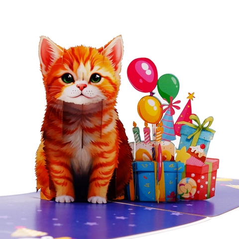 3D Pop Up Cat Birthday Card