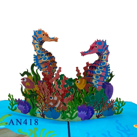 Seahorses Pop Up Card