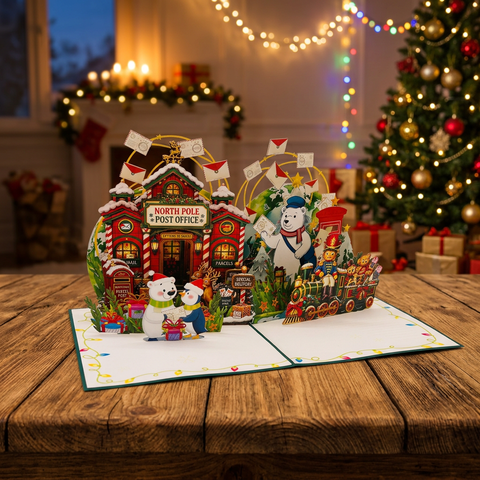 North Pole Post Office 3D Christmas Pop Up Card