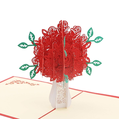 Vase Of Rose Pop Up Card