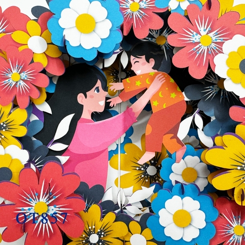 Mom and Son Pop Up Card