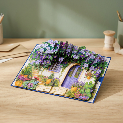 Purple Clematis 3D Pop Up Card