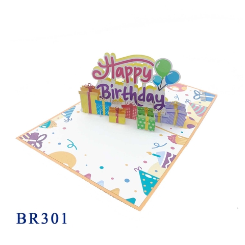 Happy Birthday Text Pop Up Card