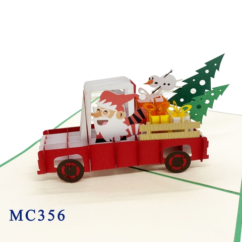 Christmas Santa Driving A Car Pop Up Card