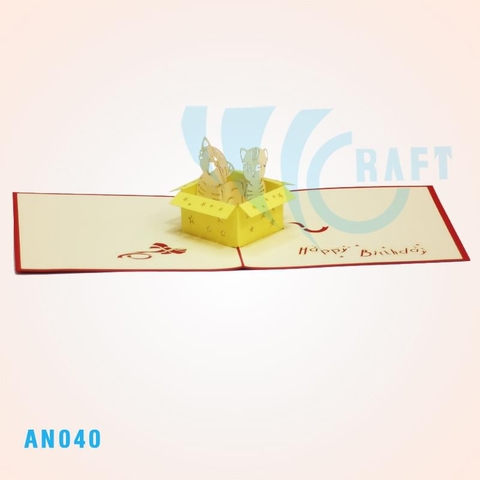 KITTENS IN BIRTHDAY BOX POP UP CARD