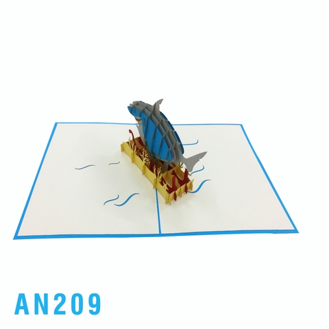 Blue Shark Pop Up Card