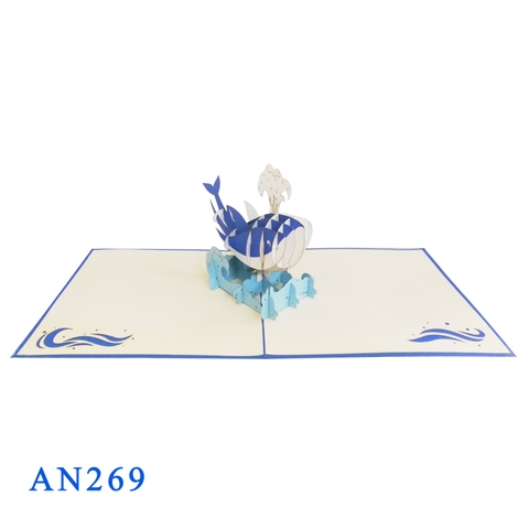 Whale pop up 3d card