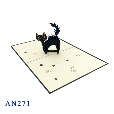 Black Cat Halloween Pop Up Card