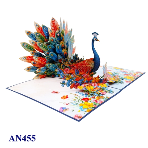Colorful Peacock 3D Pop Up Greeting Card