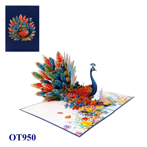 Colorful Peacock 3D Pop Up Greeting Card