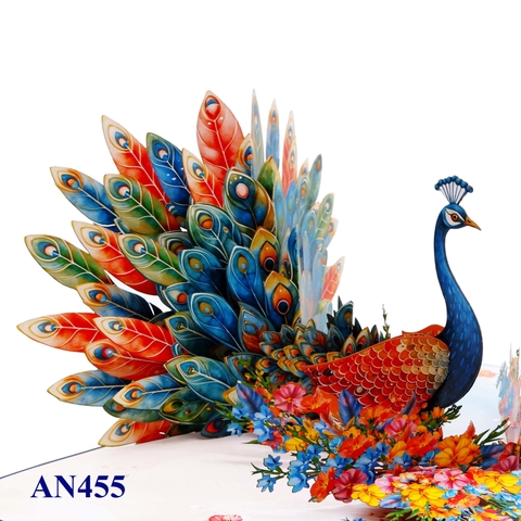 Colorful Peacock 3D Pop Up Greeting Card