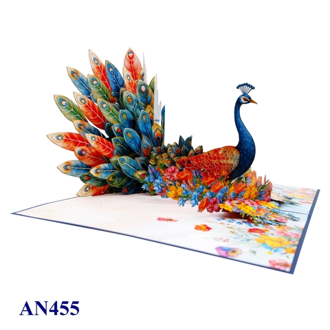 Colorful Peacock 3D Pop Up Greeting Card