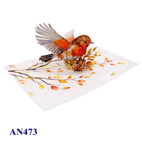 Handmade Robin Bird Pop-Up Card – 3D Greeting Card from Vietnam