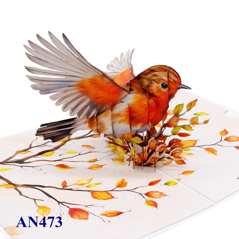 Handmade Robin Bird Pop-Up Card – 3D Greeting Card from Vietnam