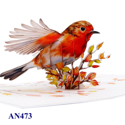 Handmade Robin Bird Pop-Up Card – 3D Greeting Card from Vietnam