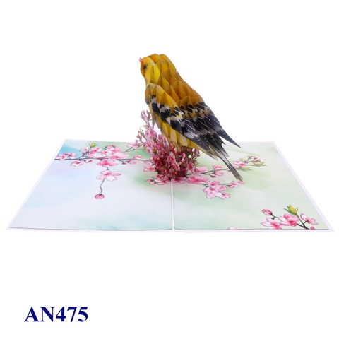 American Goldfinch Pop-up Card – Handmade 3D Greeting Card for Spring & Nature Lovers