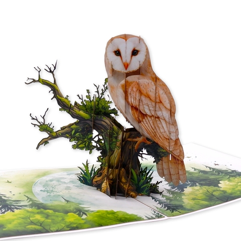 Owl 3D Pop Up Card – Elegant Handmade Nature Greeting Card from Vietnam