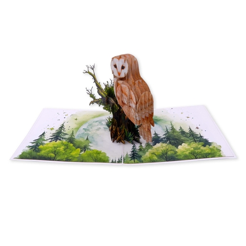 Owl 3D Pop Up Card – Elegant Handmade Nature Greeting Card from Vietnam