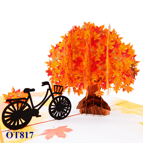 Autumn Tree & Bicycle Pop Up Card