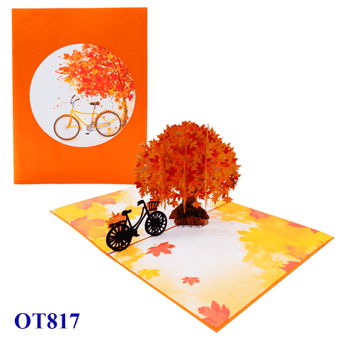 Autumn Tree & Bicycle Pop Up Card