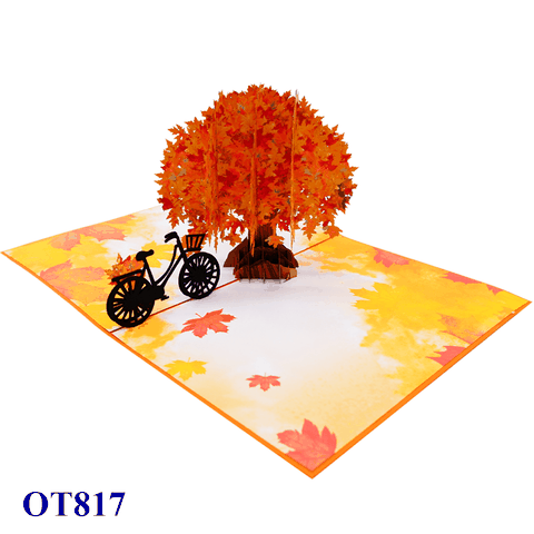 Autumn Tree & Bicycle Pop Up Card