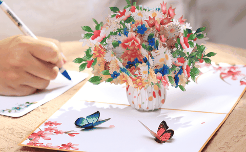 Wildflowers Floral Vase Pop Up Card