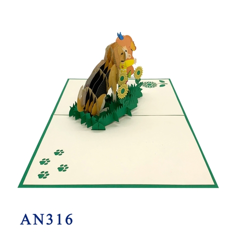 Baby Girl and Puppy Pop Up Card