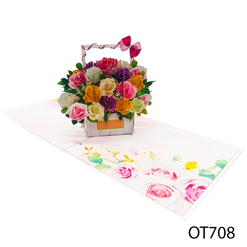 Roses Basket Pop Up Card