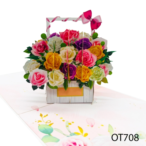 Roses Basket Pop Up Card