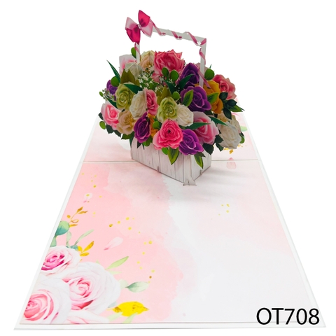 Roses Basket Pop Up Card