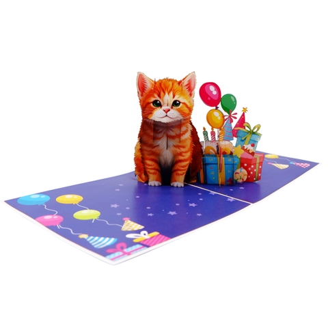 3D Pop Up Cat Birthday Card