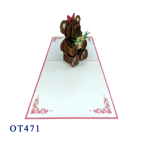 Teddy Bear And Flower Pop Up Card