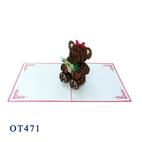 Teddy Bear And Flower Pop Up Card