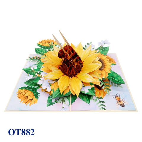 Bee Sunflower Flowers Pop Up Card