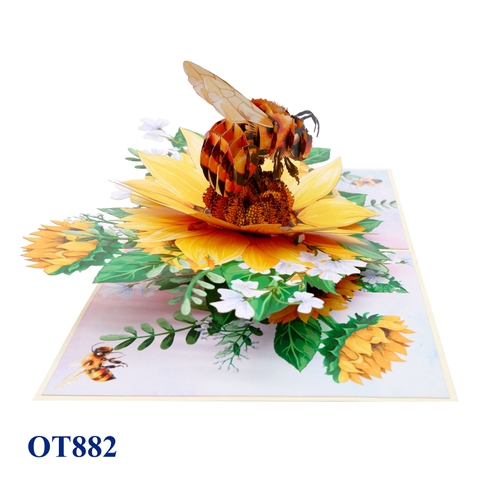 Bee Sunflower Flowers Pop Up Card