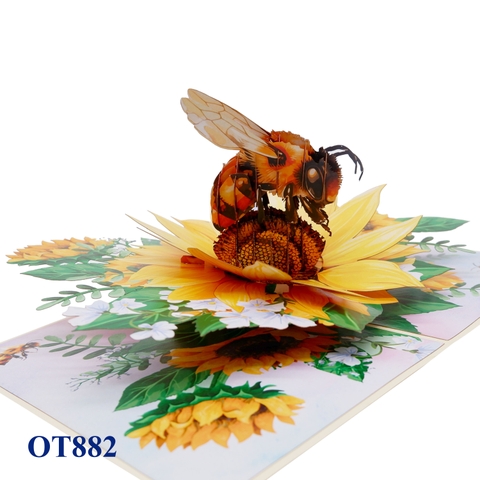 Bee Sunflower Flowers Pop Up Card