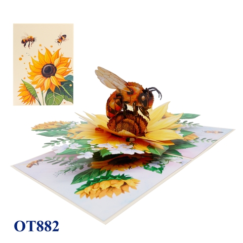 Bee Sunflower Flowers Pop Up Card