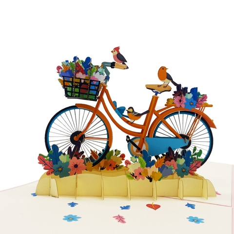 Bicycle Flowers Pop Up Card