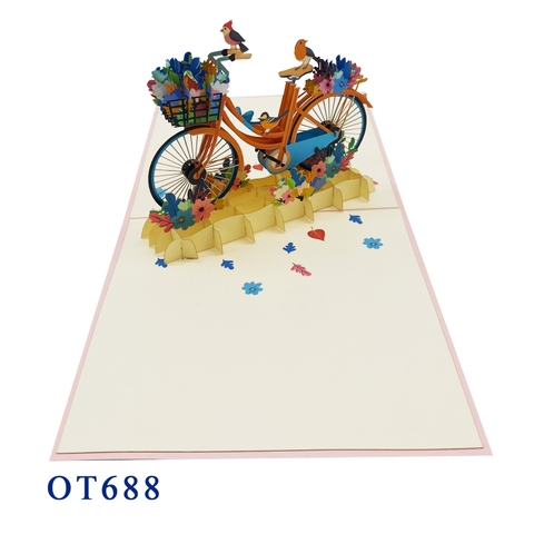 Bicycle Flowers Pop Up Card