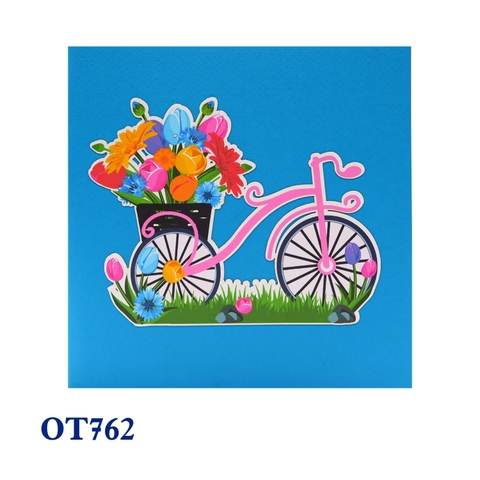 Bicycle Tulip Flowers Pop Up Card