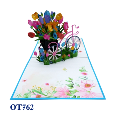 Bicycle Tulip Flowers Pop Up Card