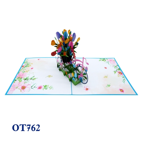 Bicycle Tulip Flowers Pop Up Card